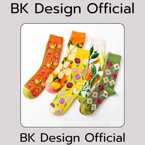 Calcetines de dibujos animados para mujer, diseño de pulpo y flores, calcetines de algodón divertidos kawaii, medias casuales de estilo harajuku