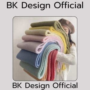 Luxury Cashmere Women’s Scarf - Bright Solid Colors Winter Shawl, Wrap, Bandana, Pashmina with Tassels, Thick Foulard Blanket