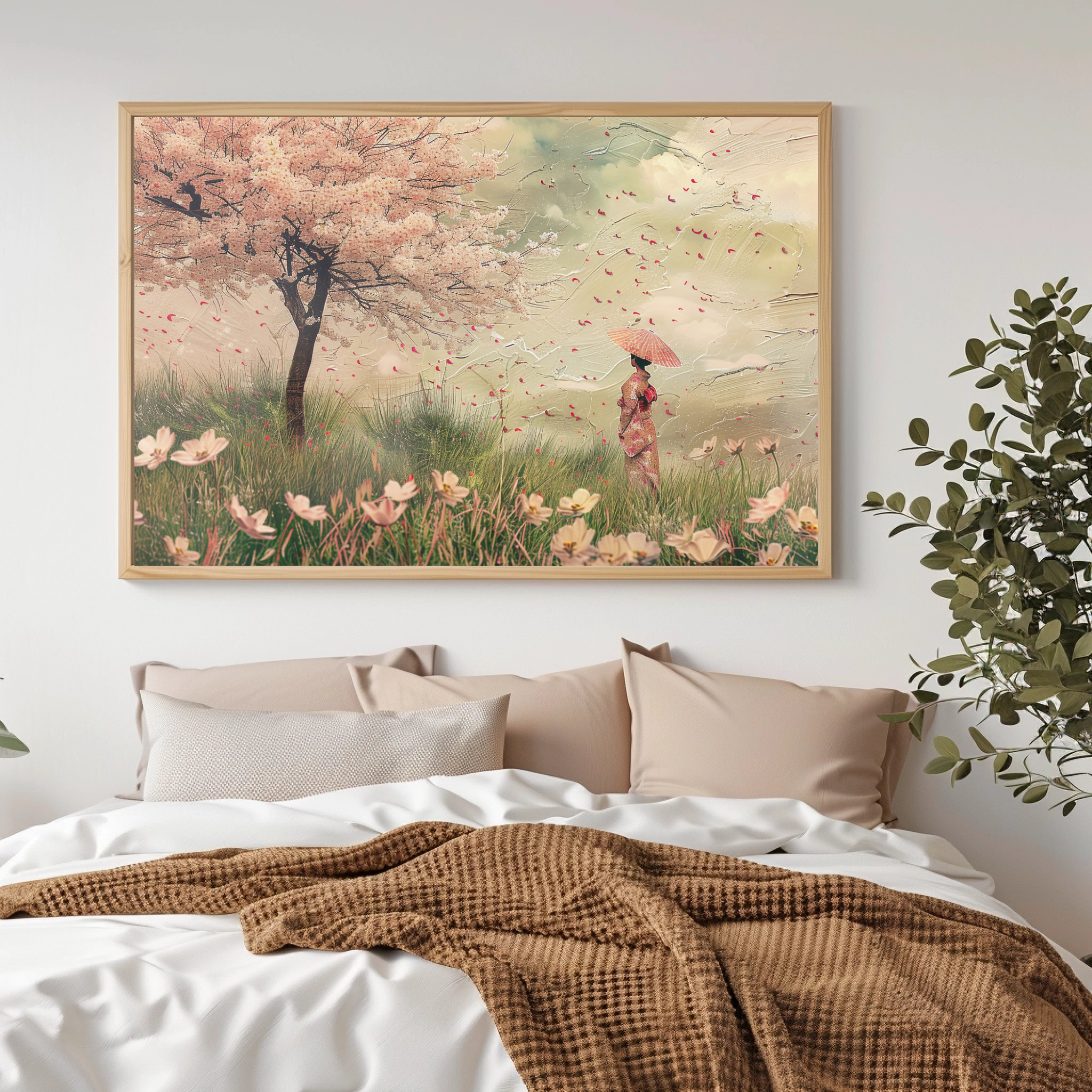 Japanese Cherry Blossom Vintage Art | Sakura Tree, Field of