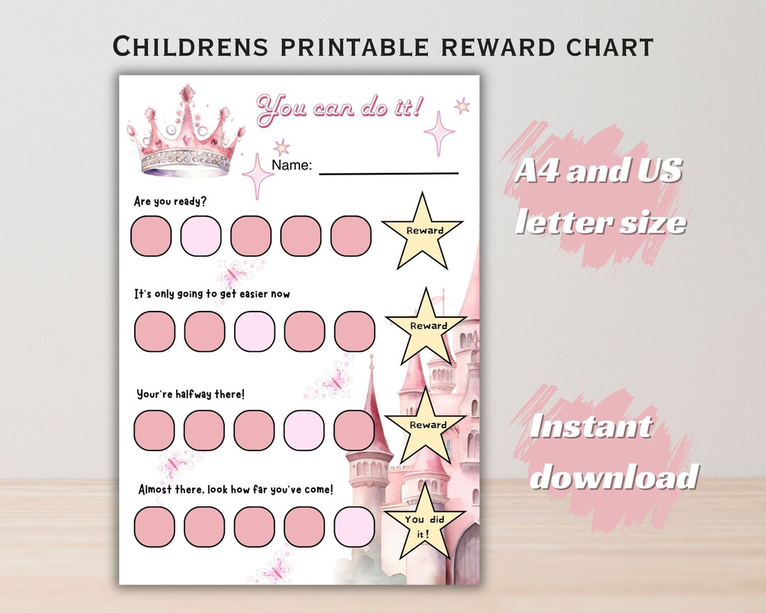 Princess Kids Reward Chart, Childrens Pink Castle Rewarding Chart ...