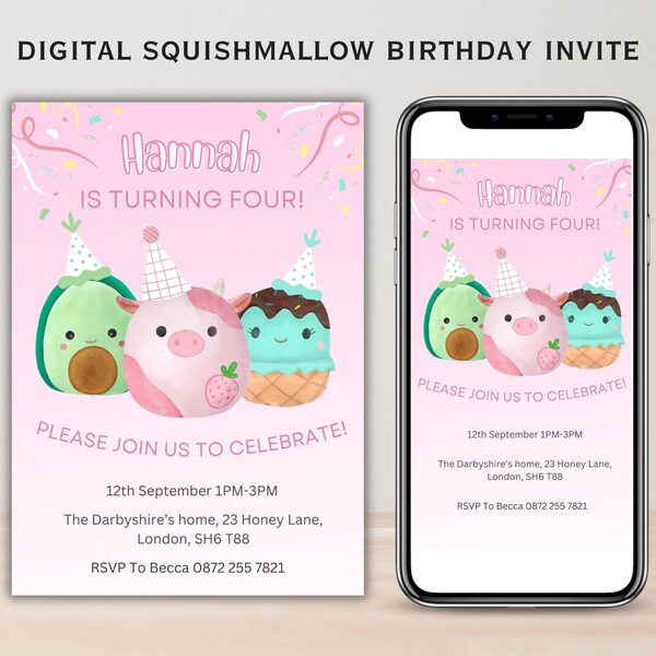 Squishy Party Invitation - Etsy