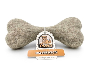 LALADOGG Wool Dog Toy Dog Bone – Natural Handmade Dog Calming Toy – 8 Inch Puppy Toys for Indoor Play – Durable Chew Bone Ideal for Training