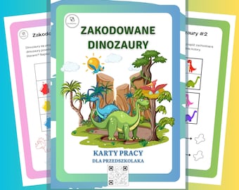 Karty Pracy "zakodowane dinozaury" Kodowanie dla przedszkolaków