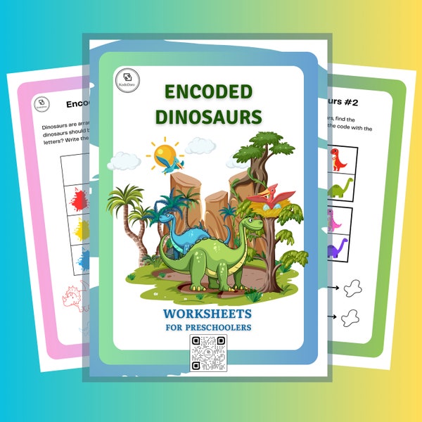 Encoded Dinosaurs - coding worksheets for preschoolers
