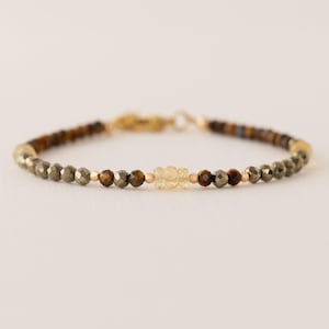 Abundance Crystal Bracelet for Success and Prosperity with Pyrite Citrine and Tigers Eye