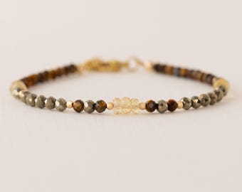 Abundance Crystal Bracelet for Success and Prosperity with Pyrite Citrine and Tigers Eye