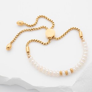 June Birthstone Pearl Bracelet - Natural Pearl - Adjustable Bracelet - Christmas Gift