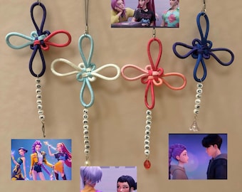 K-pop Demon Hunters Ships Inspired Korean Knot Hair Tie Keychains