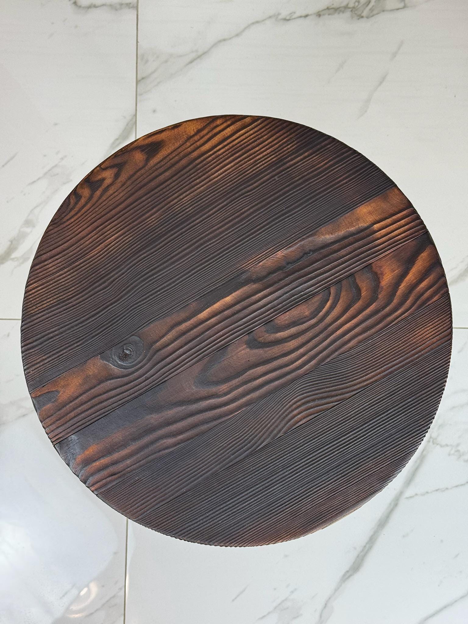 Modern Farmhouse Coffee Table, Rustic Round Wooden Side Table With ...