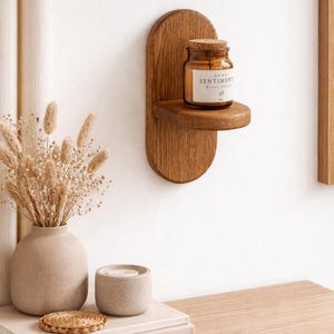 Minimalistische eiken wandplank – Massief houten zwevende plank, kleine displayrichel voor woondecoratie