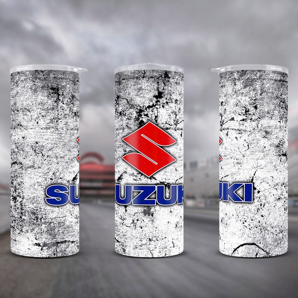 20oz Sublimation Tumbler Designs (Straight) Suzuki Skinny Tumbler Wrap PNG, Motorcycle Tumbler Design | Digital Download