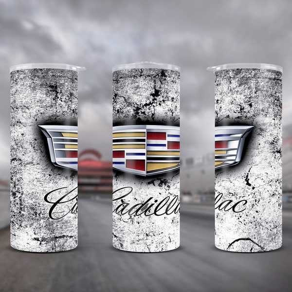 20oz Sublimation Tumbler Designs (Straight) Cadillac Skinny Tumbler Wrap PNG, Cadillac Car Tumbler Design | Digital Download