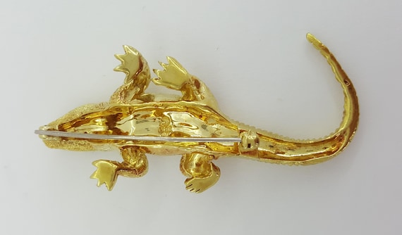 18k Yellow Gold 0.06 Ct Ruby Alligator Brooch Pin… - image 5
