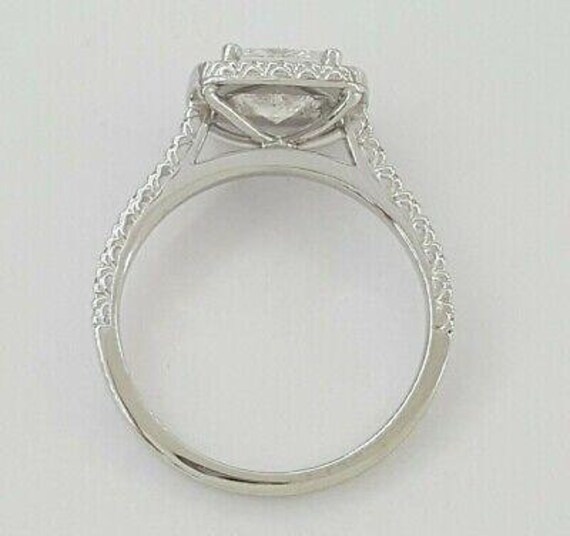 White Gold Princess Cut Diamond Halo Engagement R… - image 7