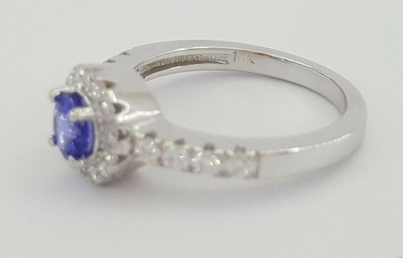 1 Ct 14k White Gold Round Tanzanite & Diamond Hal… - image 10