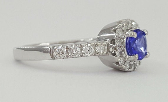 1 Ct 14k White Gold Round Tanzanite & Diamond Hal… - image 8