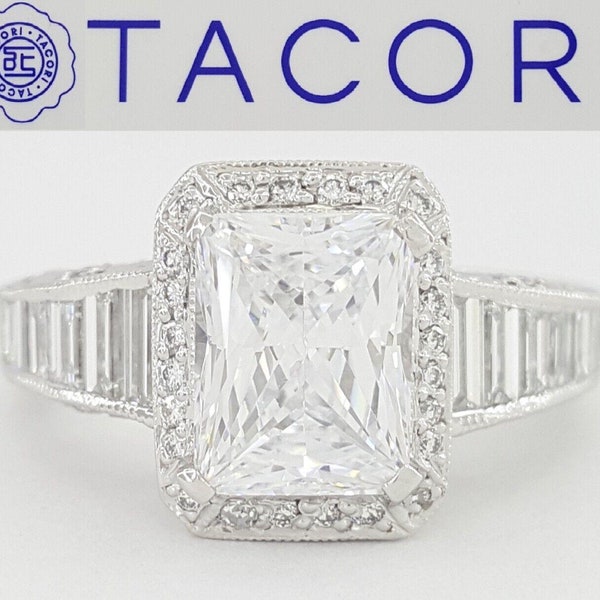 Tacori Crescent Semi-Mount Halo Diamond Engagement Ring 1.37 Ct Plat RTL 12,950