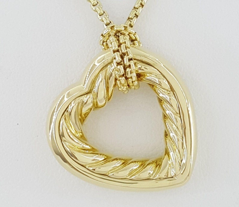 David Yurman 18k Yellow Gold Open Heart Necklace 25mm Large 20 28.4 ...