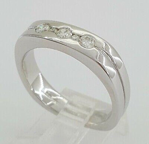 Round Cut Diamond Men's Wedding Ring Band 0.38 Ct… - image 6