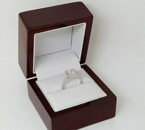 White Gold Princess Cut Diamond Halo Engagement R… - image 8