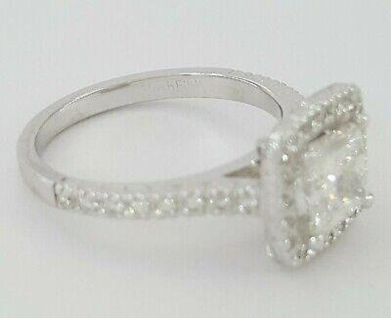 White Gold Princess Cut Diamond Halo Engagement R… - image 9