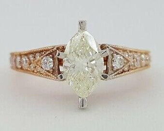 1.3 Ct 14k Rose Gold Marquise Cut Diamond Engagement Ring Egl-Usa Retail 8,500