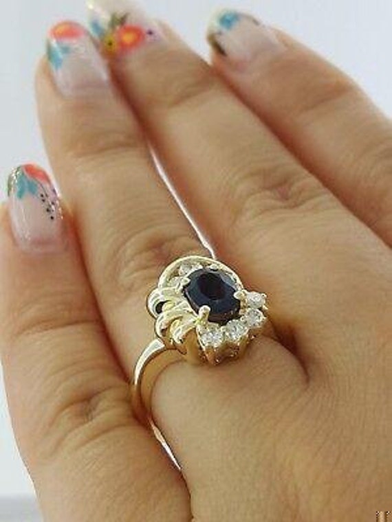 14k Yellow Gold 1.43 CTW Natural Oval Sapphire & … - image 4