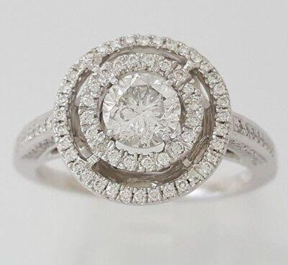 1.40 Ct 14k White Gold Round Diamond Halo Engagem… - image 8