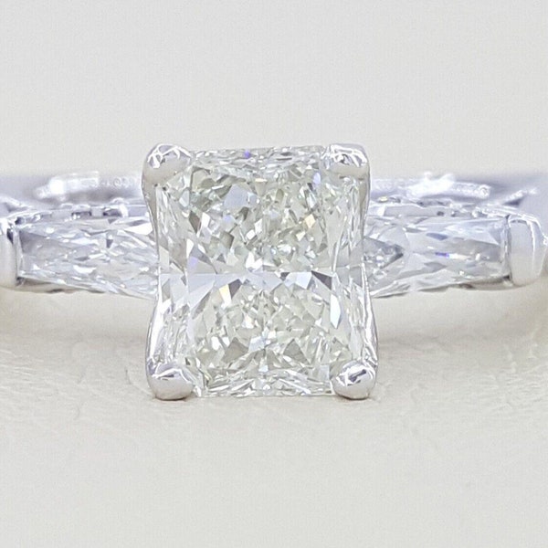 Verragio Rectangular Radiant Cut Diamond Platinum Engagement Ring 1.6 Ct RTL 11k