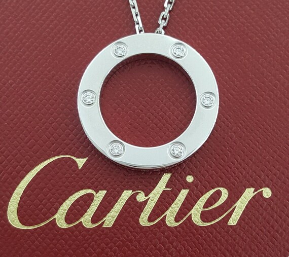 Buy Cartier Love 6 Diamonds 18k White Gold Necklace 0.18 Ct 23.6 