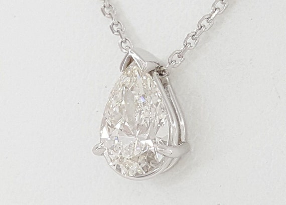 1 Ct Pear Diamond Solitaire Pendant Necklace 14k … - image 3