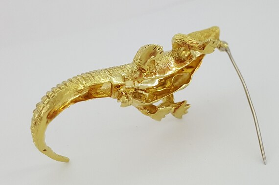 18k Yellow Gold 0.06 Ct Ruby Alligator Brooch Pin… - image 6