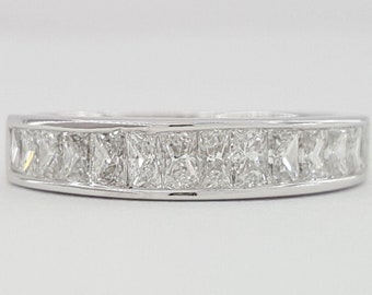 Kobi 1 Ct Rectangular Radiant Diamond Channel Set Platinum Wedding Ring 4mm