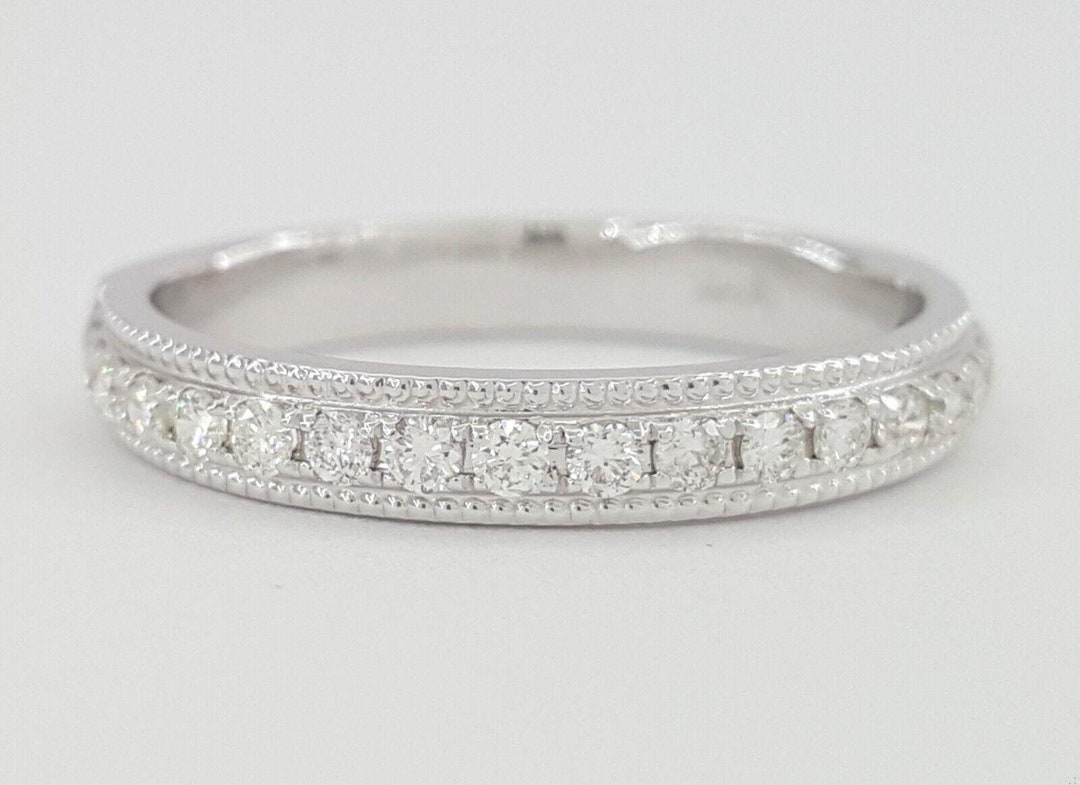 Round Diamond Channel Set 0.3 Ct Wedding Band Ring 14k White Gold ...