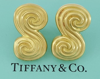 Tiffany & Co Vintage Spiro Swirl 18k Gold Offene Ohrclips 20,6 Gramm