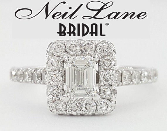 Neil Lane Braut Smaragdschliff Diamant Halo Verlobungsring 1 4 Ct 14k RTL 6 5k Etsy