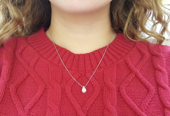 1 Ct Pear Diamond Solitaire Pendant Necklace 14k … - image 2