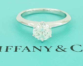 Tiffany & Co Round Diamond Solitaire Platinum Engagement Ring 0.74 Ct RTL 10.6k