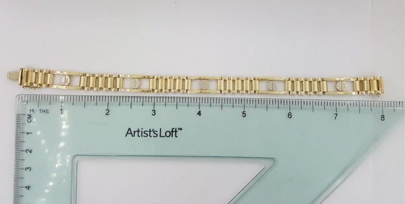 Italy Fancy Link Bracelet 8" 10mm 20 Grams 14k Ye… - image 8