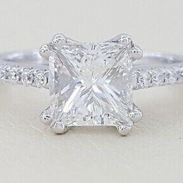 Noam Carver 14k Gold Princess Cut Diamond Solitaire Engagement Ring 1.41 Ct