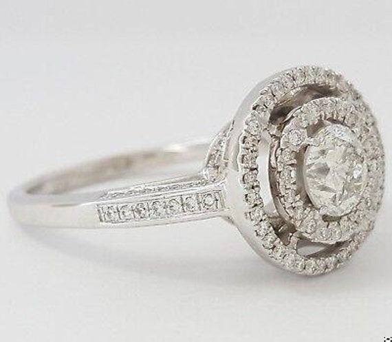 1.40 Ct 14k White Gold Round Diamond Halo Engagem… - image 9