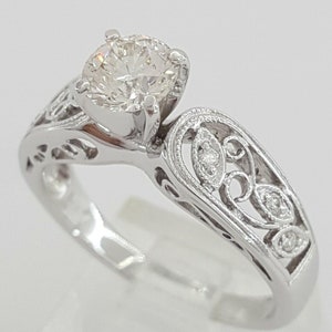 0.77 Ct 14k White Gold Round Cut Diamond Engagement Ring Egl RTL 6,635