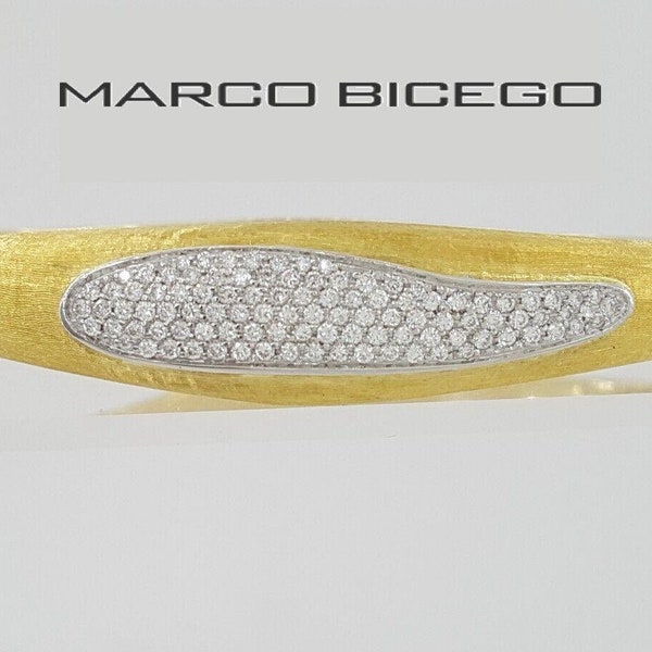 Marco Bicego Pave Set Diamond Bangle 28.6 Grams 18k Yellow Gold 0.75 Ct