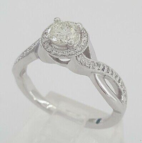 0.63 Ct 14k White Gold Round Brilliant Cut Crosso… - image 5