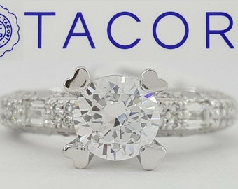 0.62 Ct Tacori Crescent Platinum Semi-Mount Diamond Engagement Ring RTL 7,500