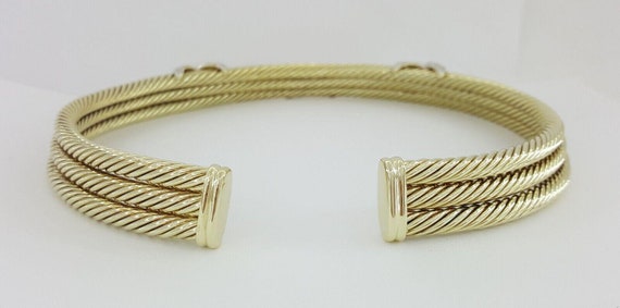 14k Gold Triple Cable Choker "X" Diamond Necklace… - image 7