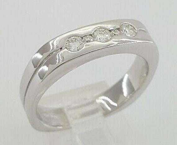 Round Cut Diamond Men's Wedding Ring Band 0.38 Ct… - image 8