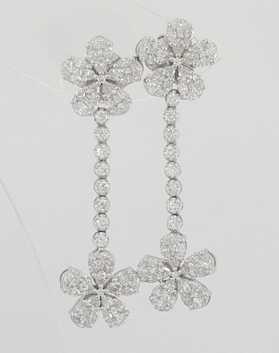 Marquise Pear Princess & Round Diamond Flower Drop