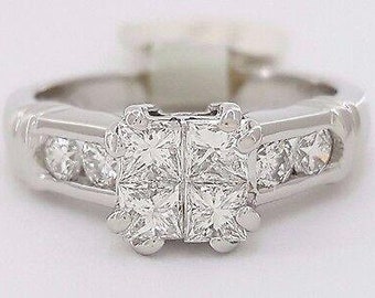 Invisible Princess Cut Diamond Engagement Ring 7.4 Gr 1 Ct Platinum RTL 3,200