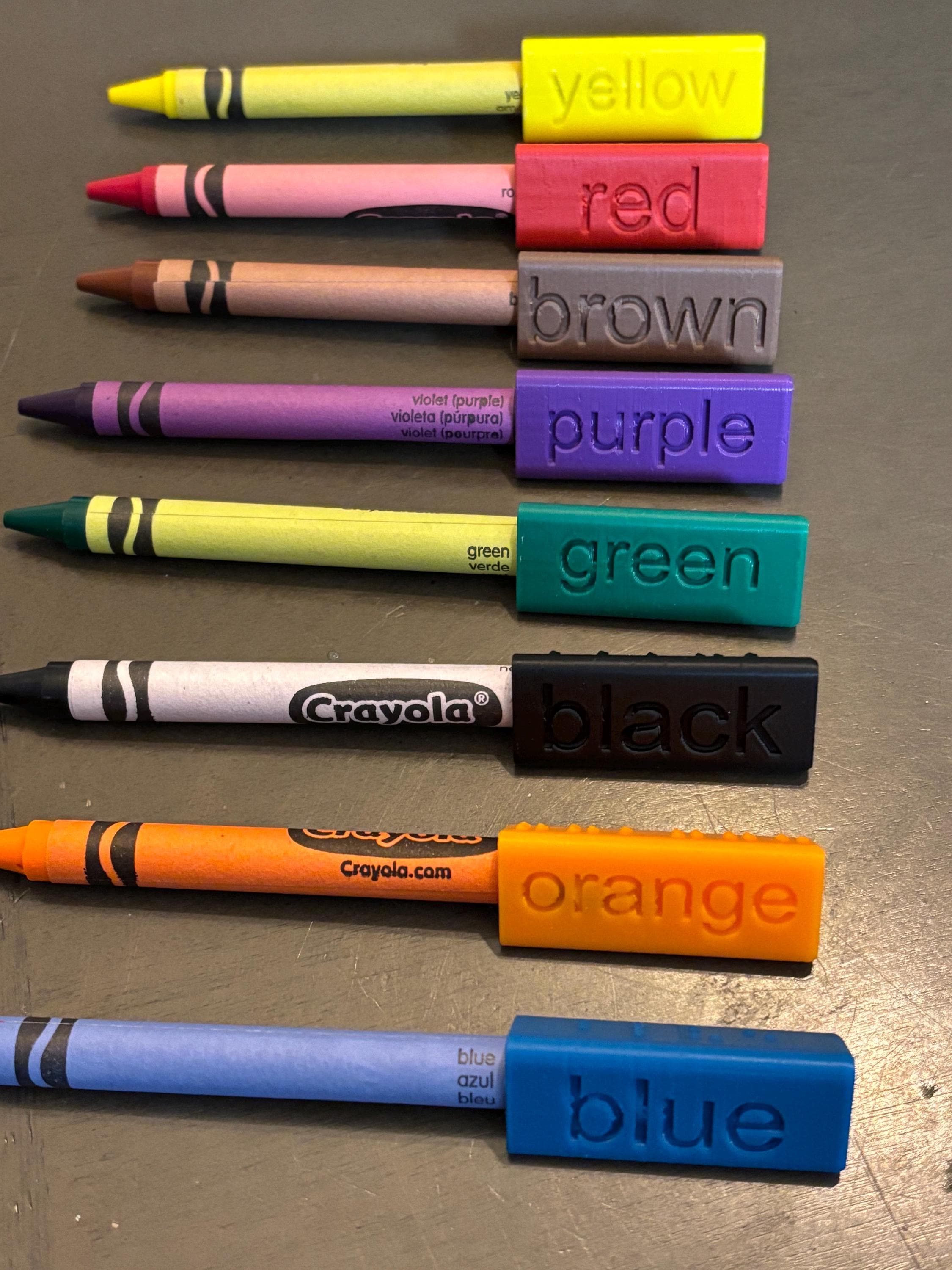 Set of Braille-labeled Crayon Caps – Durable, Reusable With